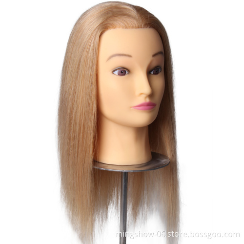 Blonde natural hair mannequin head female for beauty school